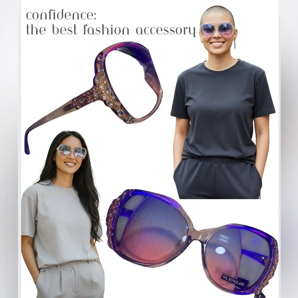 SUNGLASSES: Clear Gray Frame & Lens w/Exquisite Matching Rhinestones, NWT
